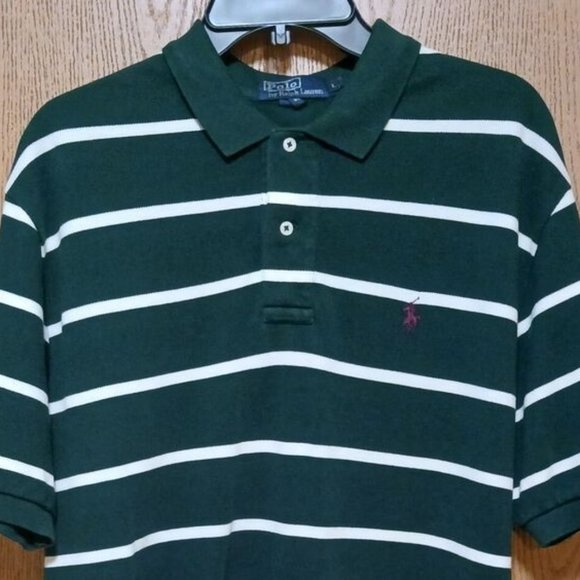 Polo (Ralph Lauren)-(Green Stripe)-(Pre-owned)-(Dry Cleaned)-(Size-L)-$30.00 - Picture 2 of 4